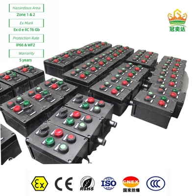 Exproof Flameproof ATEX Trạm điều khiển cho ánh sáng công nghiệp hóa dầu treo dọc 380Vac