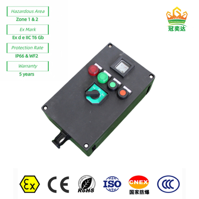 Exproof Flameproof ATEX Trạm điều khiển cho ánh sáng công nghiệp hóa dầu treo dọc 380Vac