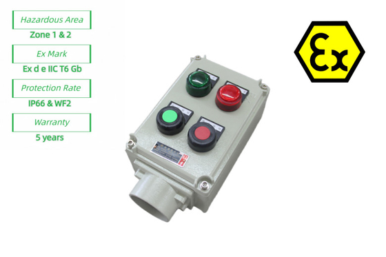 ATEX An toàn Trạm điều khiển chống cháy Hộp điều khiển điện chống cháy 220/380Vac G1/2&quot;,G3/4&quot;,G1,G1.1/4&quot;,G1.1/2&quot;,G2