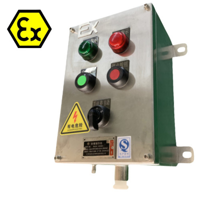 ATEX Trạm điều khiển thép không gỉ IP66 Exd Bảng điều khiển chống cháy với cổng cáp chống nổ 10A