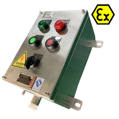 ATEX Trạm điều khiển thép không gỉ IP66 Exd Bảng điều khiển chống cháy với cổng cáp chống nổ 10A